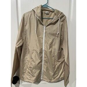 Grand Running Club Windbreaker Jacket Tan Hooded Lightweight Large